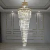 Lustres Long Lustre Duplex Bâtiment Cristal Lampe Moderne Luxueux Villa Tournant Escalier Suspendu Lumières Restaurant Pour Chambre