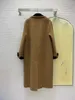 dam designer lång trenchcoat dubbelsidig ulltyg färgblockerande kavaj långärmad dubbelknäppt mellanlång kappa väska logotyp märke design kläder