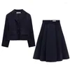 Deux pièces robe 2023 Style mode femmes Blazer jupes ensembles femme bureau dame élégant simple boutonnage vestes mi-mollet a-ligne solide