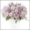 Couronnes de fleurs décoratives, pivoines en soie, Bouquet d'hortensia, 7 fourchettes, œillets artificiels réalistes en plastique, pivoines, fleur Par Dh9A0