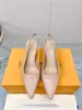 2023 fashion Women Shoes Pumps High Heels Sexy Pointed Toe Pearl Mules Slingback Runway Spell Color Wedding Party -045