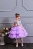 Mädchenkleider Pailletten Hochzeitskleid für Mädchen Brautjungfer PurpleTutu Puffy Abendkleider Backless Bow Party Dresses4-13 Jahre