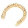 Hip Hop Men's 14mm Baguette Cuban Link Neck Chain Gold Plated Copper Aaaaa Zircon Iced Out Jewelry Necklace