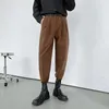 Herenpakken passen wollen heren winter bruin zwart warme Koreaanse formele mode mannen slanke sociale kleding broek dikker broek