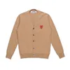 المصمم للرجال سفن CDG com des garcons تلعب المرأة المزدوجة القلوب السترة khaki زر الصوف v الرقبة cardigan size xl