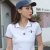 Polos Femmes Été Femmes Slim Golf Polos À Manches Courtes Casual Pique Coton Broderie Femelle Mujer Mode Homme Bouton 230330