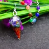 Pendant Necklaces Natural Stone Pendulum Hexagonal Prism Shaped 7 Chakra Chain For Divination Crystal Jewelry Charm Amulet Healing