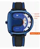 Relógios de pulso Design Sports Men assistir número criativo Dial Ponteiro rotativo moda Man Rates Blue Black Rubber Strap Relógio Male Relloj