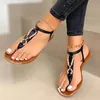 Sandales 2023 tongs mode pantoufles femmes chaussures en cuir pince orteil T attaché été dames plat femme plage femme décontracté