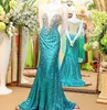 Lüks yeşil kadın balo elbisesi 2023 Sweetheart Kristal Elmaslar Denizkızı Sizli Akşam Partisi Önlükleri Robe De Soiree