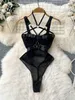 NXY Sexy Hollow Out Plays Consways Strap Femelle Transparent Fin Slim Jumps Curchs Summer Mesh Lace Halter Club Bodys 230328