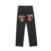 Men's Jeans Printed Men's Little Devil Fashion Hip Hop Street Trousers Harajuku Cartoon Straight Denim Pants Streetwear