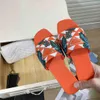 Luxury designer slipper slide women triangle sandal flats graphic prints characterizerd collections reflected embroidered fabric slide 35-42