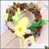 Decorative Flowers Wreaths Easter Wreath Decoration Flower Gift Egg Ornament Table Door Parade Drop Delivery Home Garden Festive P Dhrui