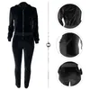 Tweedelige broek voor damesgroothandel voor boetiekkleding 2023 Fashion herfst Winter Velvet Thread Zip Hooded Tracksuit Women Set