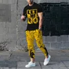 Męskie dresy męskie spodnie dresowe 2PC 2D Print Summer Jogger Bluza krótkie rękawowe koszulki