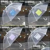 Parapluies Transparent Coupe-Vent Long Manche Parapluie Lettres De Fleurs Claires Imprimé Peo Pluie Pour Fille Drop Delivery Maison Jardin Househ Dhg6I