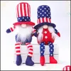 Party Gunst American Independence Day Gnome Red Blue Handmade Patriotic Dwarf Doll Kids 4th of JY Gift Home Decoration Drop Delivery Dhxmh