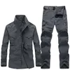 Men's Tracksuits Outdoor Quick-drying Sports Suit Men Spring/summer Breathable Waterproof Tooling Shirt Sweatpants 2 Piece Mountaineering Suit W0329