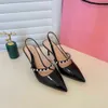 Luxury Miu rhinestone sandals women's shoes party dress shoes high heels wedding black, white and pink casual pointed stilettos party ball high heels 35-40