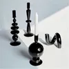 Planters Pots Creative Hydroponic Glass Black Candlestick Glass Vase Candle Stand Desktop Decor Home Decoration Art Nordic 230330