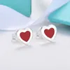 Роскошные 925 Серьги дамские дизайнерские дизайнеры Новый Peach Heart Классический трехцветный эмалевой эмали