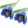 Dekorative Blumen, 2 Stück, handgestrickte Tulpenblumen, Dekoration, gehäkelt, künstlich, handgefertigt, für Heimwerker
