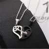 Paar ketting gebroken hart 2 pc's sleutel medaillon