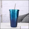 Tumblers 500Ml Stainless Steel Diamond Car Cups Travel Coffee Mug Tea Mugs With Lid And St Gradient Drop Delivery Home Garden Kitche Dhhgc