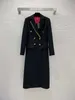 Double-Breasted 2024 Trench Designer Designer Women Pass Collar Slimming Black Long Sleeve Coat Märke Desig