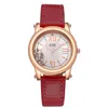 Montres-bracelets mode strass femmes montres dames or Rose bracelet en cuir poignet femme horloge à Quartz Zegarek Damski