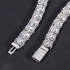 2023 Design Iced Out Bracket 10mm 925 Sterling Silver Vvs Moissanite Diamond Baguette Buckle Tennis Chain Necklace