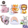 Jouets de dentition pour bébé Jouets Silicone Anneau de dentition Rongeur Animaux de bande dessinée 1pc Pandents de qualité alimentaire DIY Dentition pour les dents Tiny Rod Gift 230329