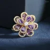 Brooches 1 PC Fully-Jewelled CZ Flower Luxury Exquisite Plant Lapel Pins Suit-Coat Wedding Dress Suit Accessories