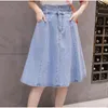 Kvinnors shorts Korea chi femino y2k shorts jeans skorts 90 -tal sommaren hög midja veckad inner kjol ljusblå shorts denim kjol svart flicka 230330