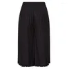 Hose Plus Size Summer Elegant Falten Capri Frauen hohe Taille lose lässige, breite Beinhose für Arbeit jeder Gelegenheit