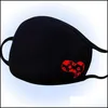 Designer Masks Valentine Day Face Cotton Red Heart Shaped Printed Black Reusable Dustproof Warm Drop Delivery Home Garden Housekee O Dh9Ef