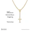 Arrivée bijoux 5mm plaqué or laiton broche ensemble 5a Zircon Cz diamant grappe Tennis chaîne longue croix collier