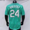 Ken Griffey Jr Jersey 1995 1997 Vintage Baseball Hall of Fame Home Away Green White Cream pullover knop