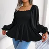 Women's Blouses 2023 Spring Women White Bustier Corset Top Vintage Square Collar Lantern Long Sleeve Ruffle Blouse Woman Casual Backless