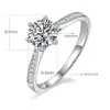 Designer sieraden ring rechte arm micro inlay klassieke zes klauw platina ringen voor vrouwen diamanten ring wit gouden roze blauwe moissanite verlovingsring M03B