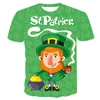 Mens T-Shirts Irish St Patrick Day T-Shirt für Männer Kleidung Green Clover Tier Katze 3D-Druck T-Shirt Mode Baumwolle Casual Oneck Man T-Shirts 230330