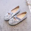 2023 Kids Princess Flat Shoes The Round Head Childern Casual Crystal Studenten Flat Sweet Little Girls Shoes