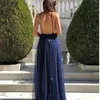 Prom Party Gown Formal Evening Dresses A Line V-Neck Spaghetti Floor-Length Sweep Train Sequined long Backless Sexy Custom