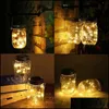 Andra evenemangsfestleveranser 10 LED Solar Mason Jar lock Fairy String Light Garden Hanging Lamp Christmas Outdoor Decoration DHWC1