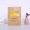 Kraft Paper Bag 12 Sizes Stand Up Gift Dried Food Fruit Tea Packaging Pouches Kraft Paper Window Bag Retail Zipper Self Sealing