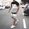 Herren Trainingsanzüge Sommermode T-Shirts Set für Männer Übergroßer 3D-gedruckter einfacher Trainingsanzug Jogging Sport Atmungsaktives Outfit Vintage Outdoor-Anzug 230330