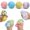 6.0CM Tricolor Flour Squishy Ball Fidget Toy Mesh Squish Grape Ball Anti Stress Venting Balls Squeeze Toys Stress Relief Decompression Toys Anxiety Reliever