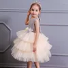 Mädchenkleider Rosa PaillettenBrautjungfernkleid Mädchen Blume Ballkleid Kinder Offener Rücken Hochzeit Festzug Erstkommunion