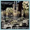 Other Festive Party Supplies Acrylic Candelabra 3/4/5/8/9 Heads Arms Candle Holders Table Centerpiece Flower Stand Holder Dhgow